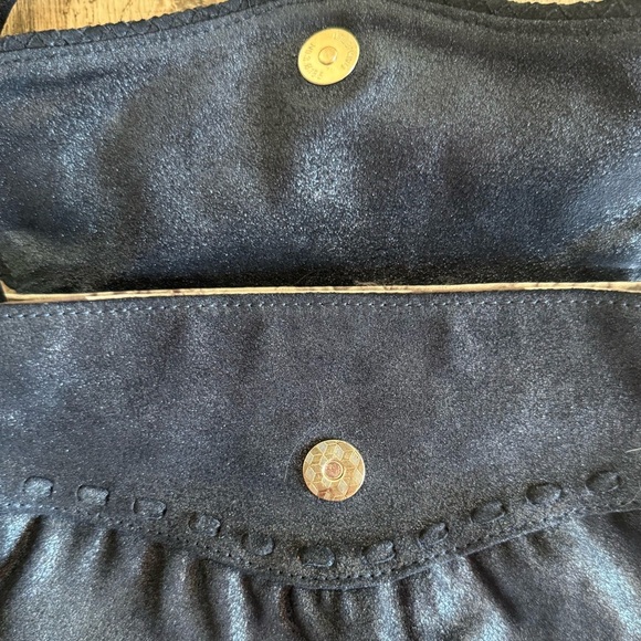 NWOT Junior Drake Navy Metallic Leather Crossbody Clutch 2 Removable Straps - Picture 7 of 7